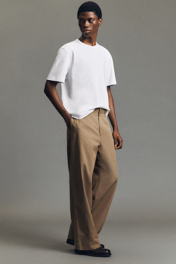 Широкие хлопковые брюки со свободным кроем