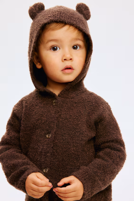 Пальто с капюшоном из букле вязаного полотна h&m