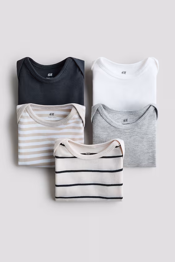 Набор из 5 хлопковых боди