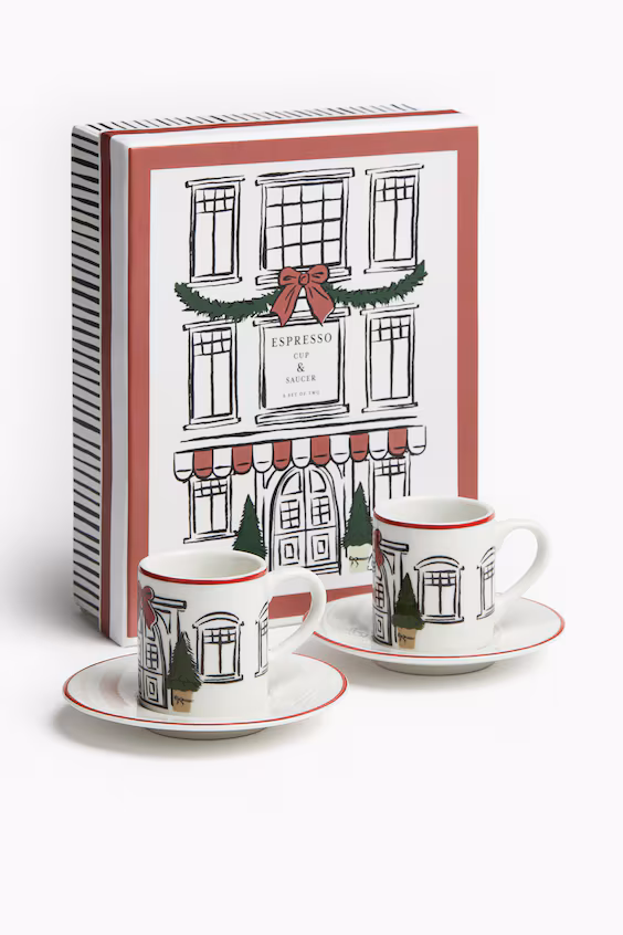 Набор для подарка с 2 чашками для кофе и блюдцами