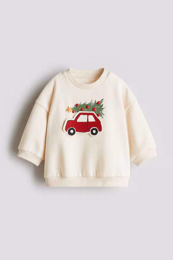 Свитшот с рисунком и флисовой подкладкой