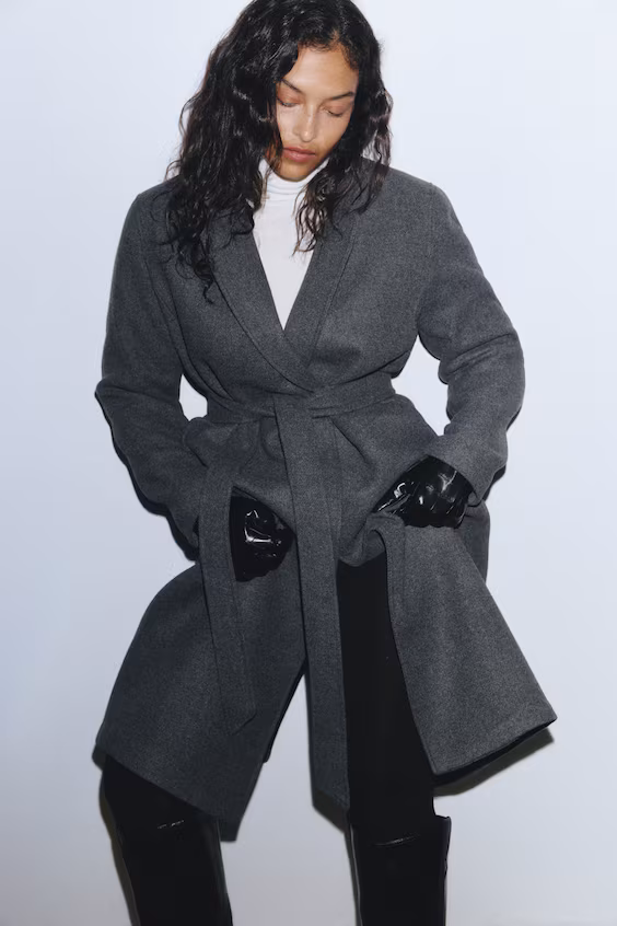 Пальто с поясом для завязывания