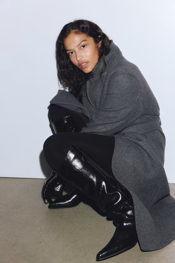 Пальто с поясом для завязывания