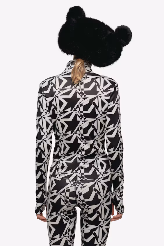 Принтованный свитер с воротником поло