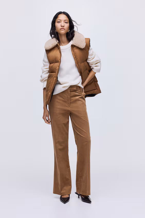 Брюки bootcut из бархатистой ткани h&m