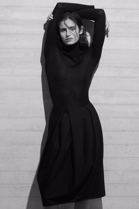 Миди-юбка тюльпан из плиссированной шерсти