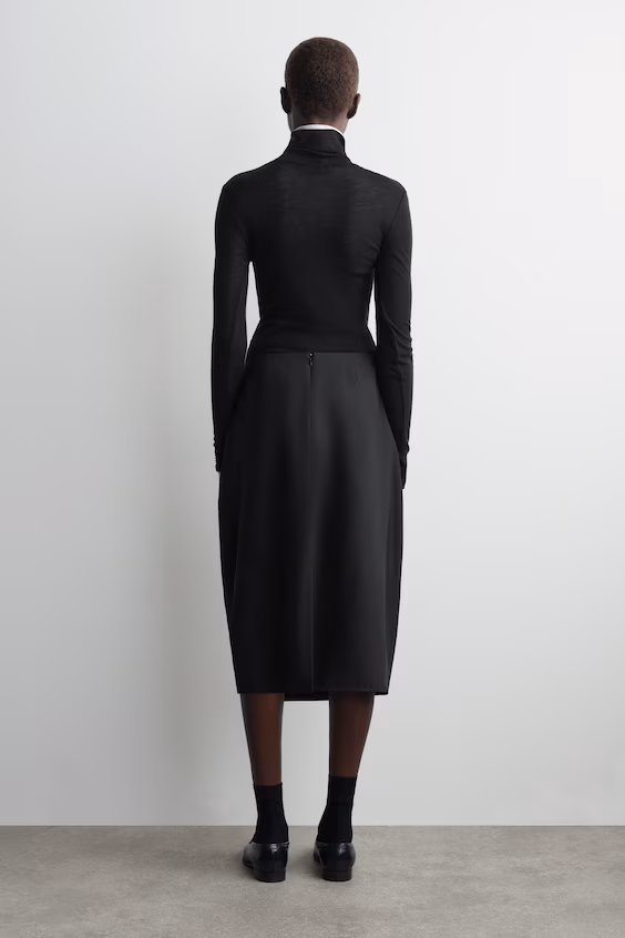 Миди-юбка тюльпан из плиссированной шерсти