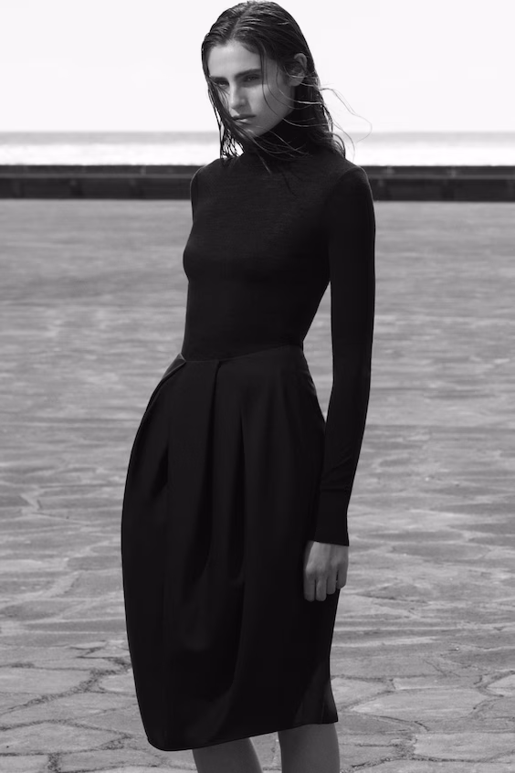 Миди-юбка тюльпан из плиссированной шерсти