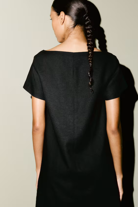 Платье прямого кроя из смеси льна