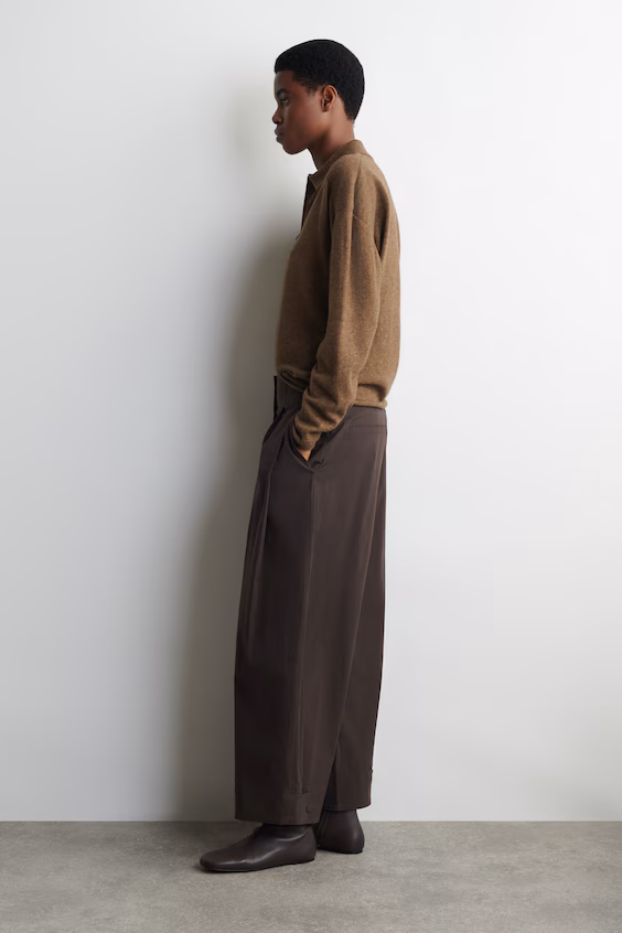 Брюки из хлопка с широкими штанинами