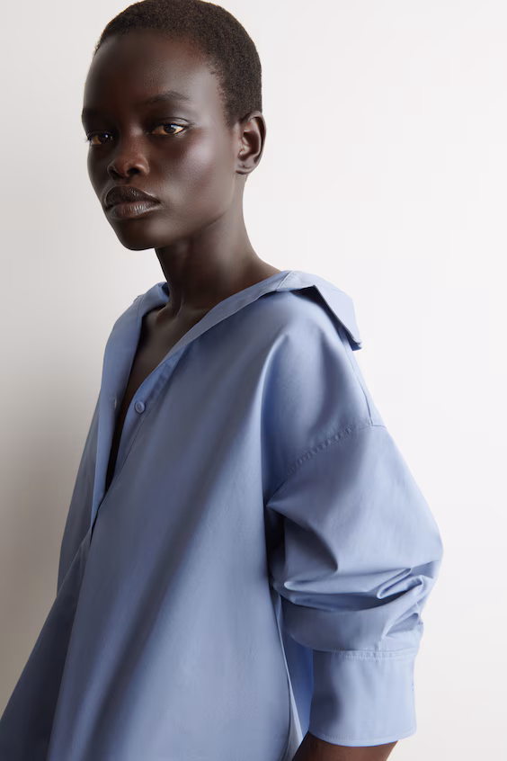 Рубашка из хлопка с открытым воротником