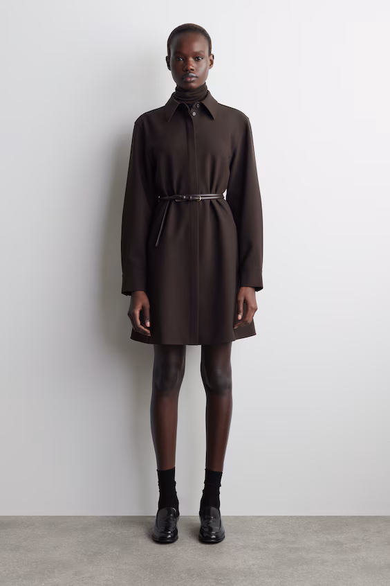 Мини-платье-рубашка с длинными рукавами