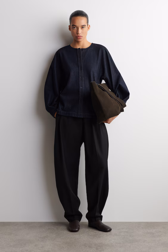 Топ из джинсы с круглым вырезом