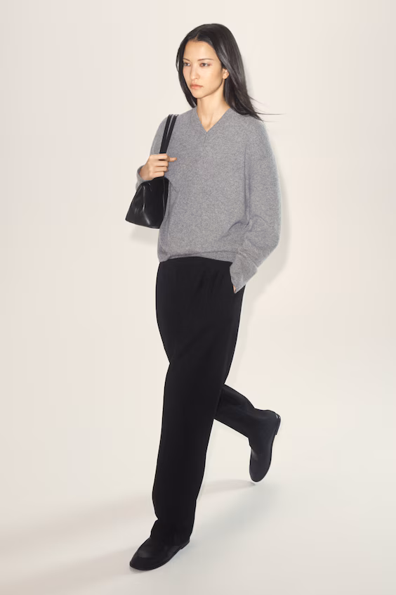 Брюки-клеш из шерсти со складками