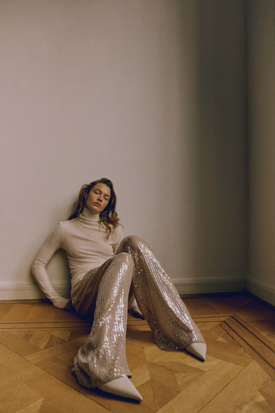 Брюки с пайетками h&m