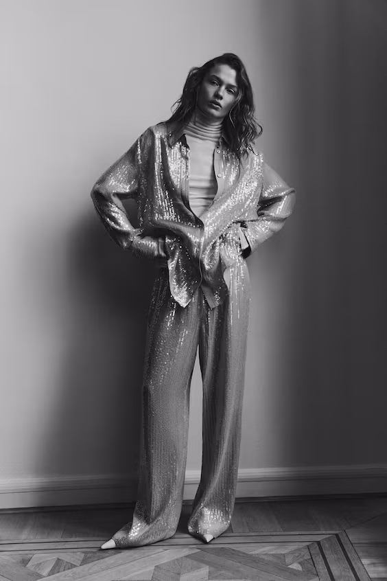 Брюки с пайетками h&m