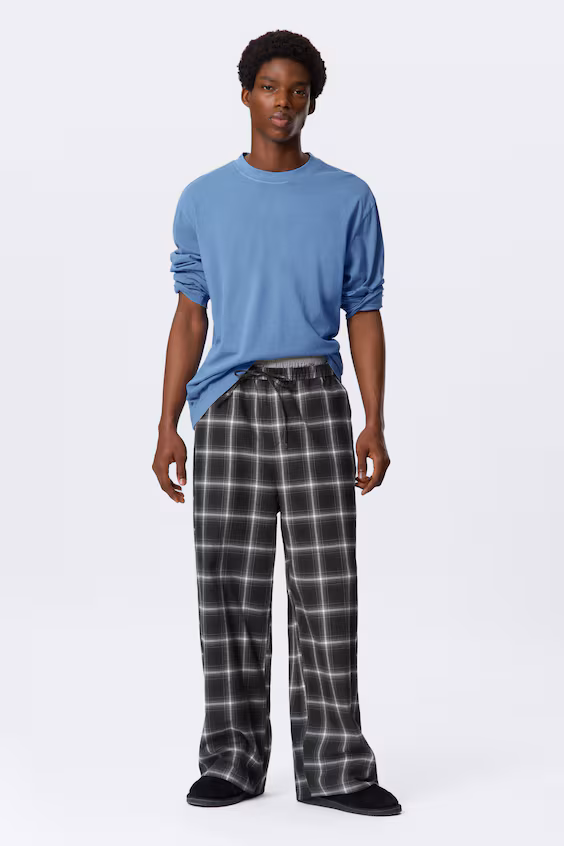 Укороченные пижамные брюки из фланели в стиле комфорт