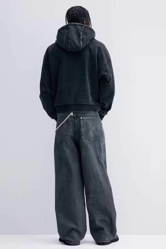 Худи с капюшоном и принтом oversized fit