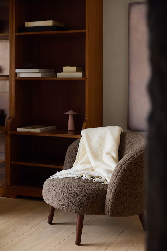 Плед из шерстяного букле h&m