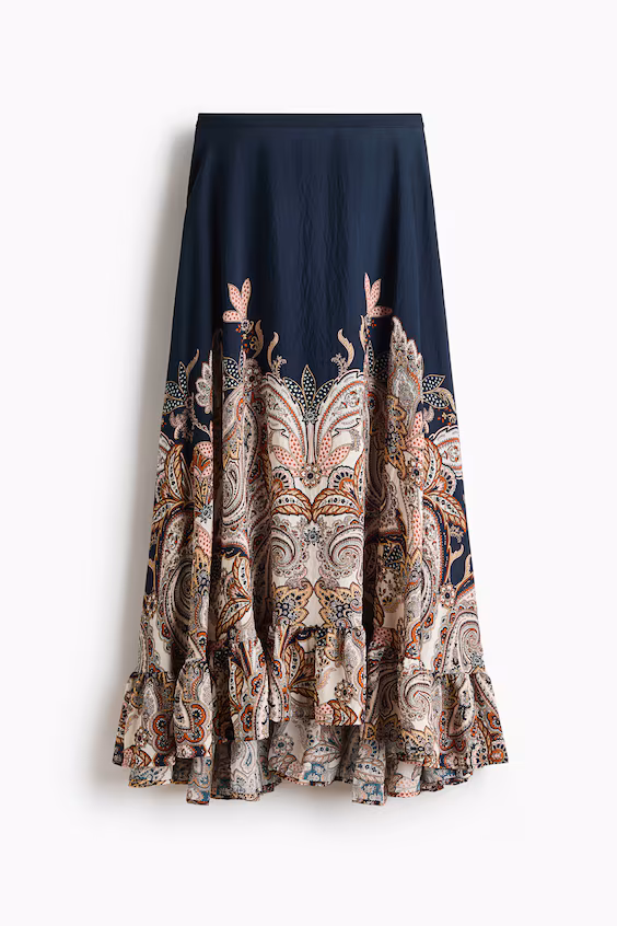 Длинная юбка с оборкой