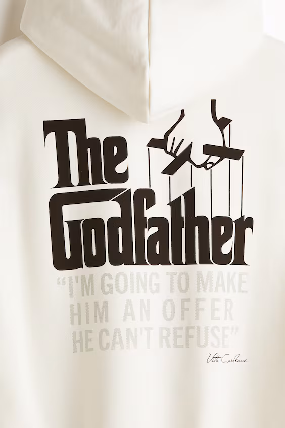 Худи с капюшоном и принтом свободного кроя