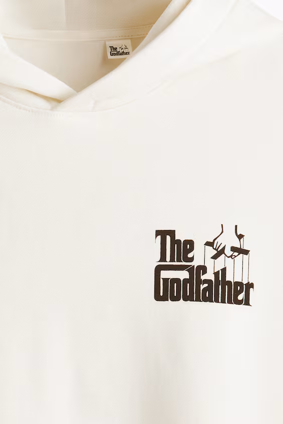 Худи с капюшоном и принтом свободного кроя