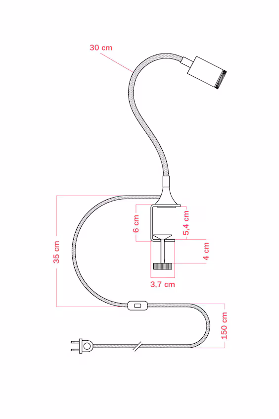 Настенный светильник с регулируемым светом и зажимом