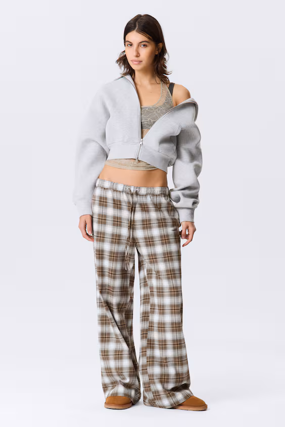 Широкие пижамные брюки из фланели