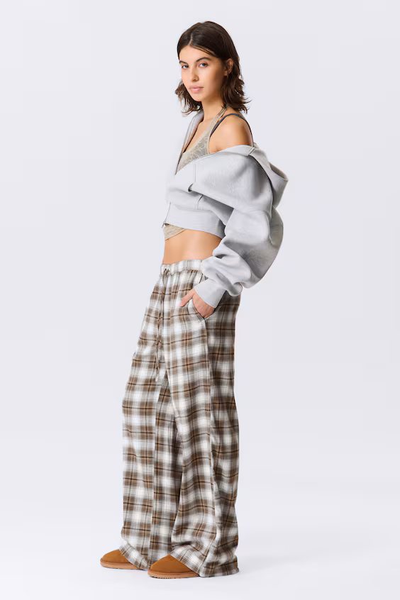 Широкие пижамные брюки из фланели