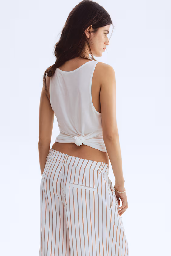 Широкие брюки из смеси льна