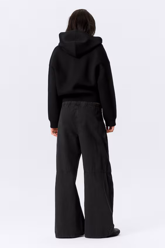 Брюки baggy с низкой посадкой из замшевого хлопка