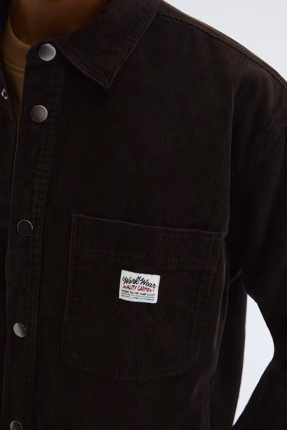 Рубашка oversize из хлопковой бархатистой ткани