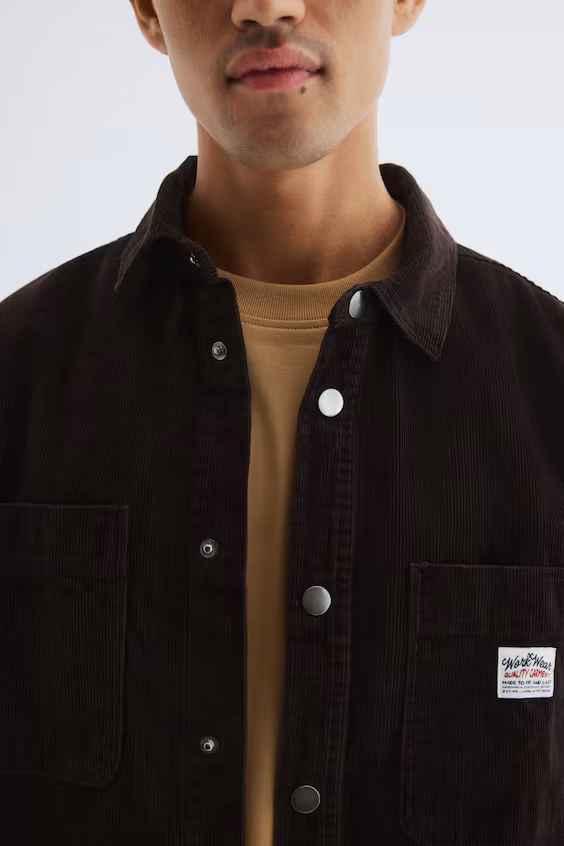 Рубашка oversize из хлопковой бархатистой ткани