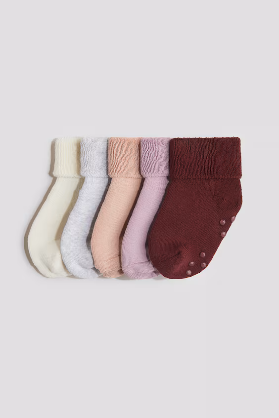 Набор из 5 пар носков с антискользящим покрытием из турецкого хлопка