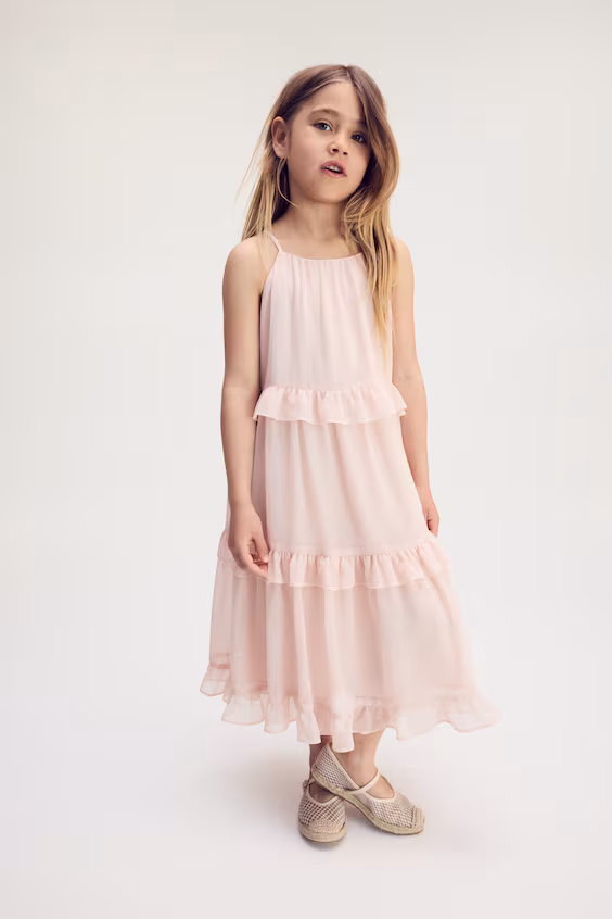 Платье с лямками и оборками