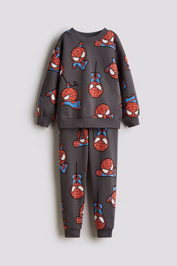 Комплект из 2 предметов из футболки с принтом из мольтона