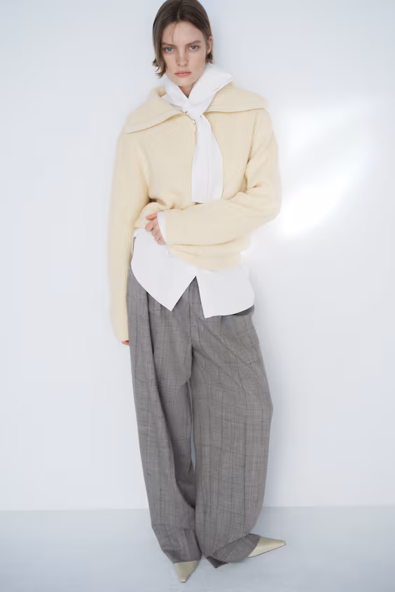 Свитер из рубчиковой ткани с молнией