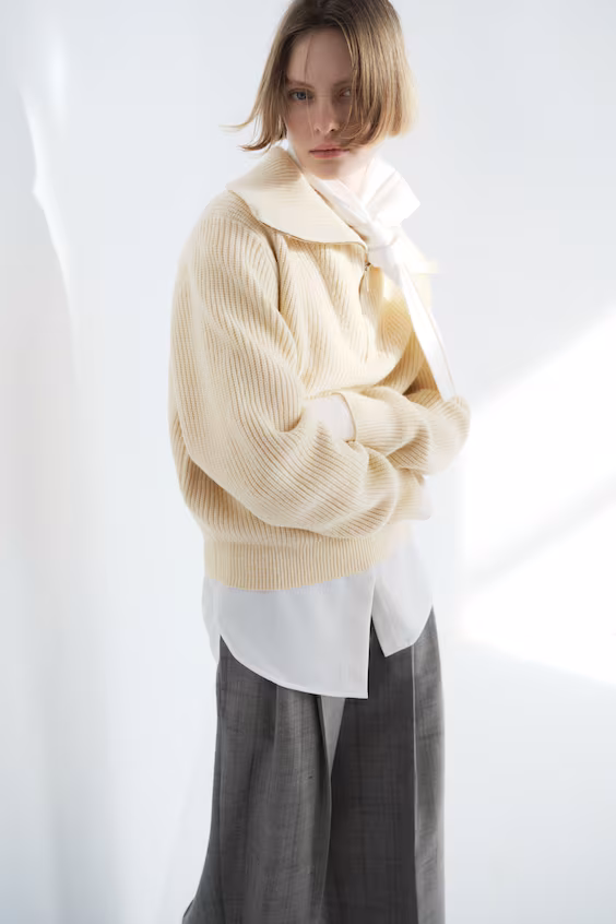 Свитер из рубчиковой ткани с молнией