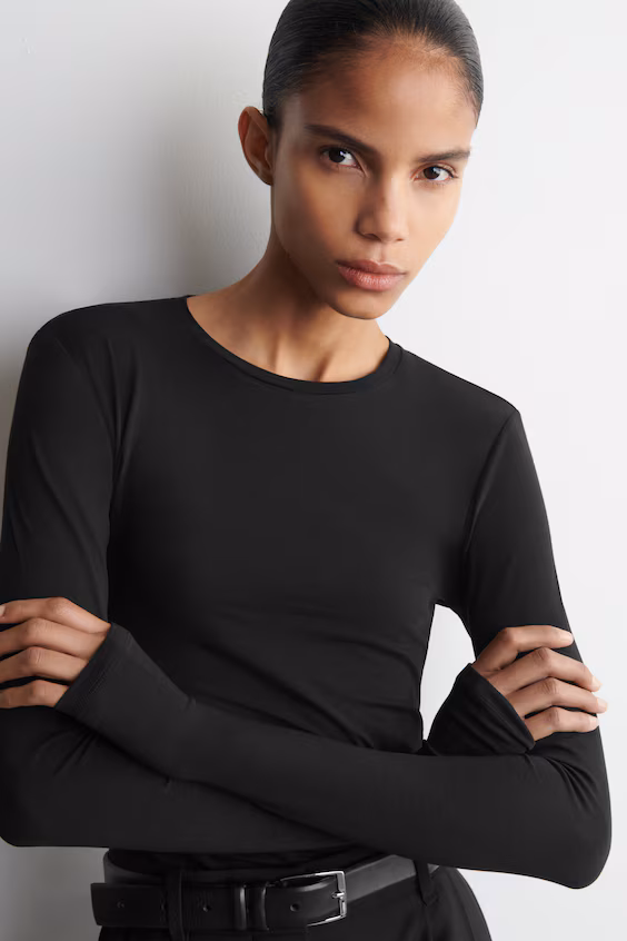 Топ из хлопка с длинными рукавами