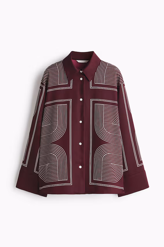 Oversize рубашка из хлопкового саржевого полотна h&m