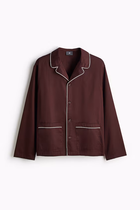 Пижама из рубашки и брюк из хлопка h&m