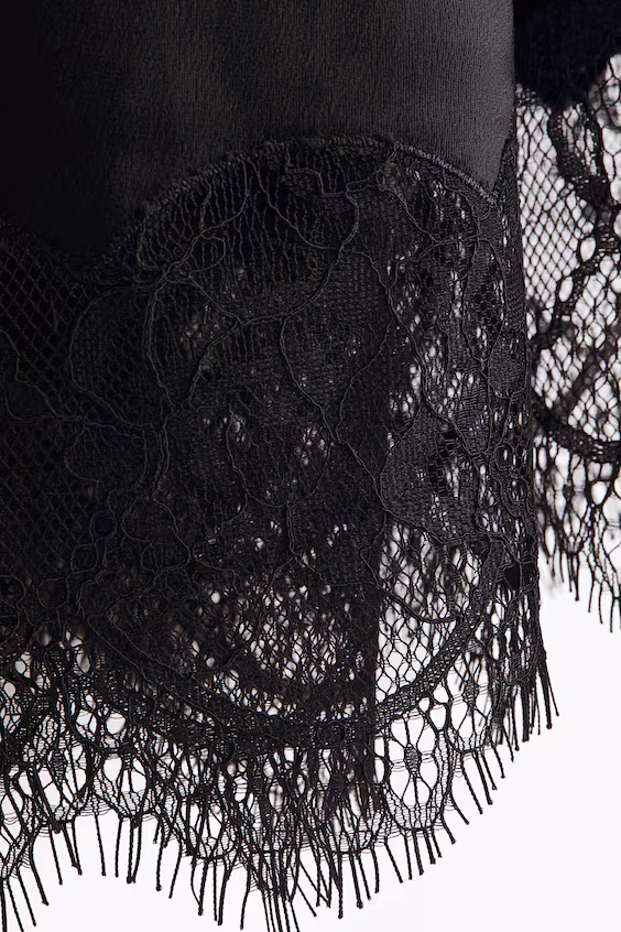 Юбка из атласа с кружевным краем h&m