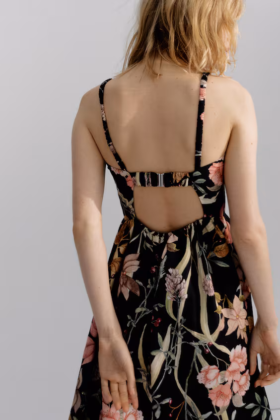 Платье с лямками из смеси льна