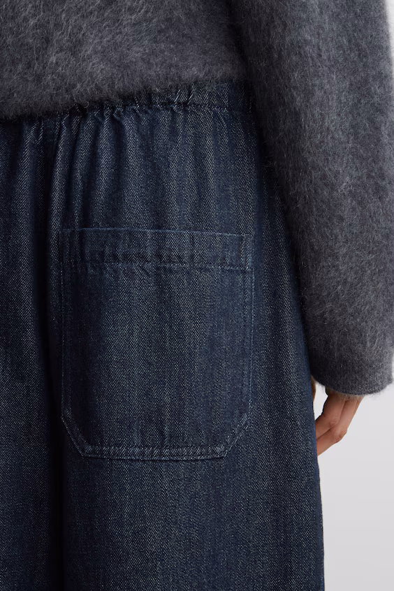 Джинсы с широкими укороченными штанинами