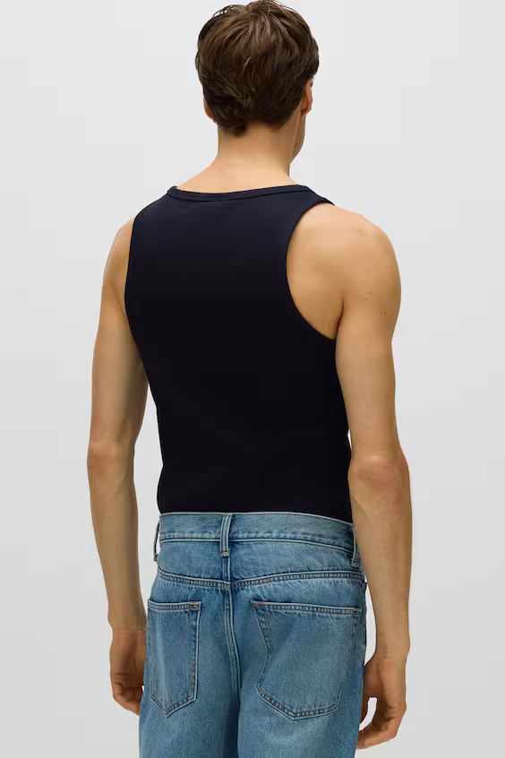 Топ без рукавов в рубчик slim fit