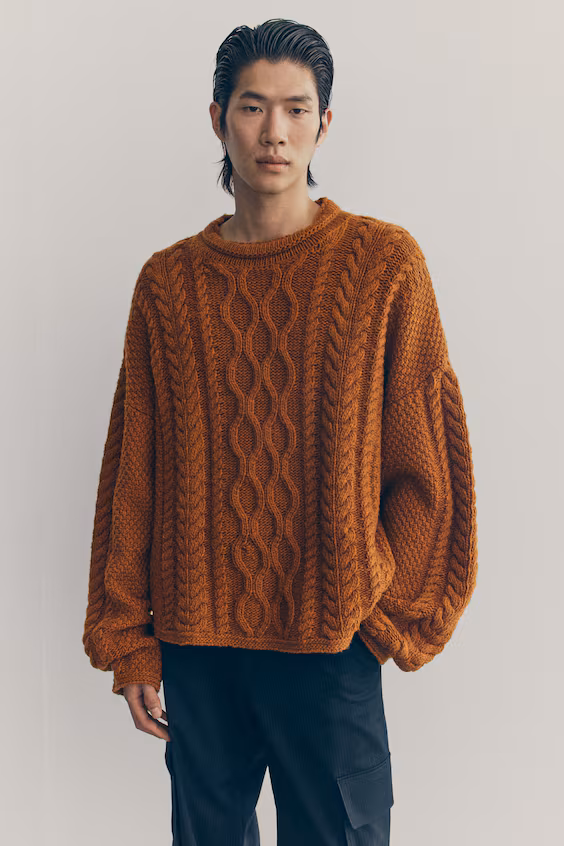 Свитер из шерстяной смеси с аранами