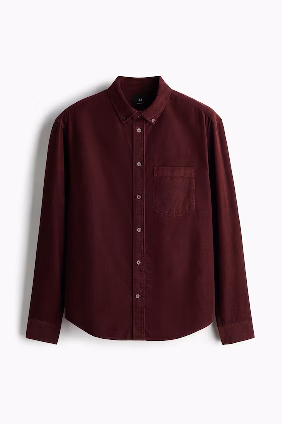 Рубашка из бархата стандартной посадки