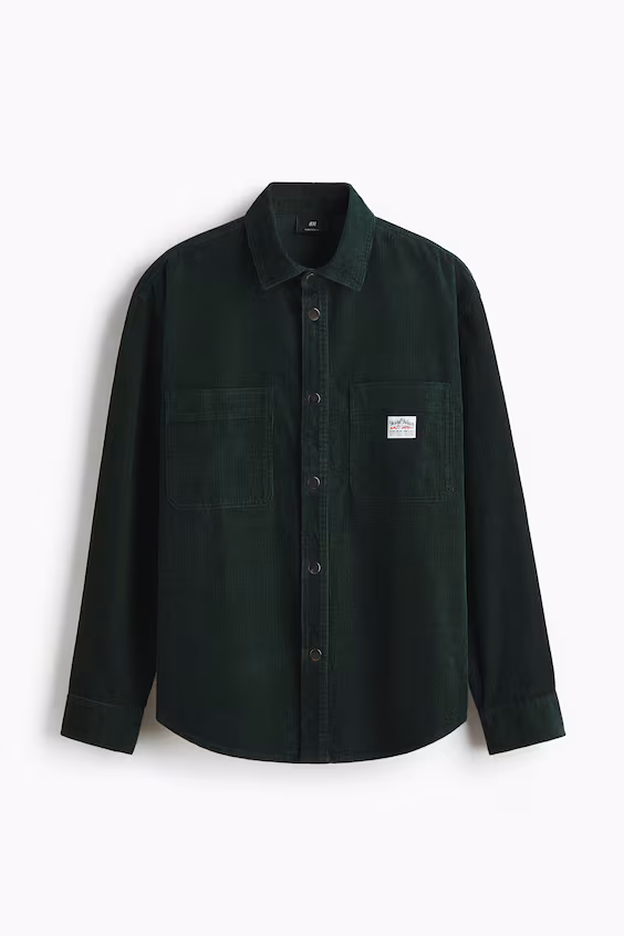 Рубашка оверсайз из хлопковой бархатистой ткани