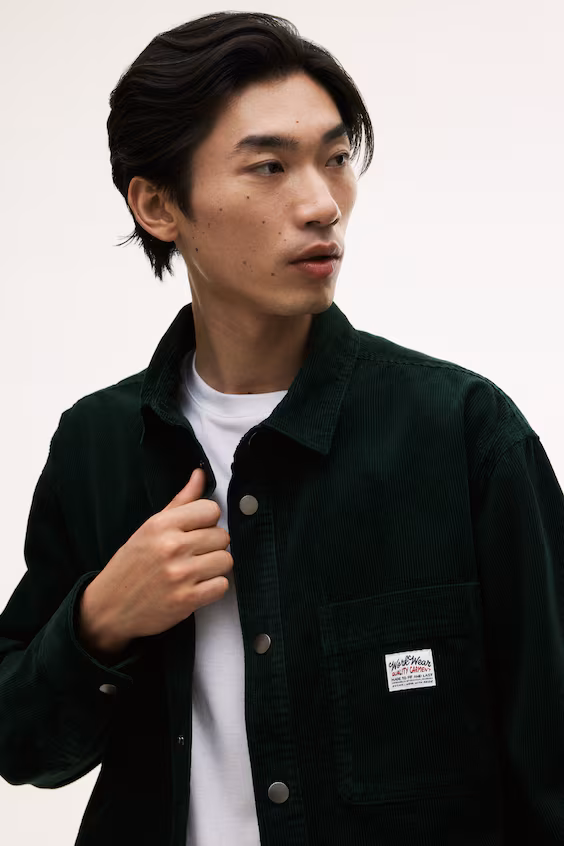 Рубашка оверсайз из хлопковой бархатистой ткани