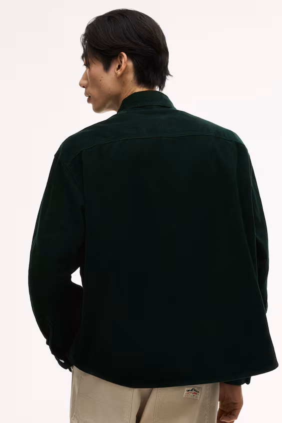 Рубашка оверсайз из хлопковой бархатистой ткани